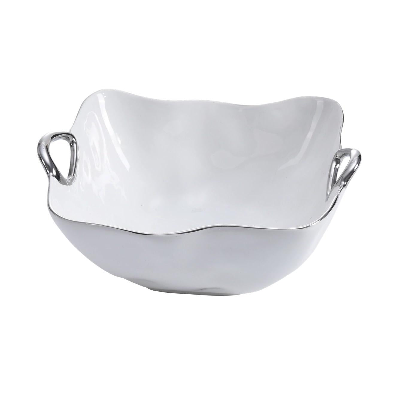White & Silver Porcelain Handled Bowl